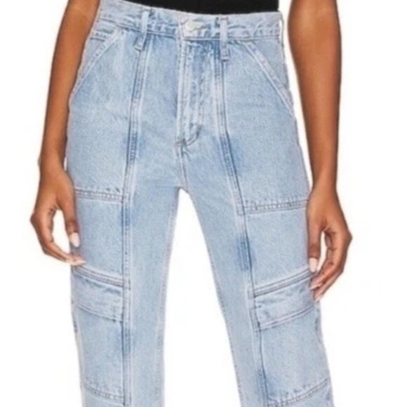 Agolde Denim - Agolde Cargo Jeans Cooper Light Wash Organic Denim Utility Carpenter Women's 26